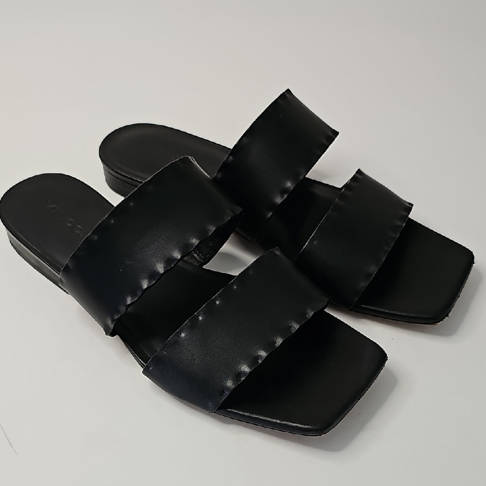 Vince Vero Cuoio Black Leather Sandals‎ Size 8.5 Square Toe